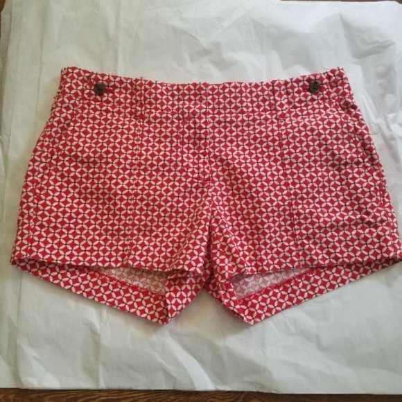 J. Crew Pants - J. CREW Red Print City Fit  Cotton Shorts 0